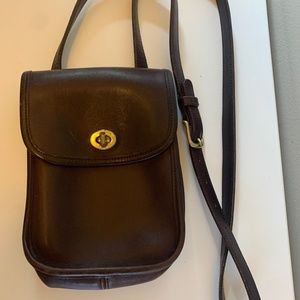 Coach Vintage Scooter Leather Side Pack Crossbody Bag 9978 Brown Turn Lock